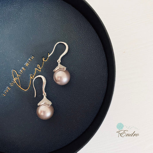Endro ACC Dream Pearl Earrings-Mauve