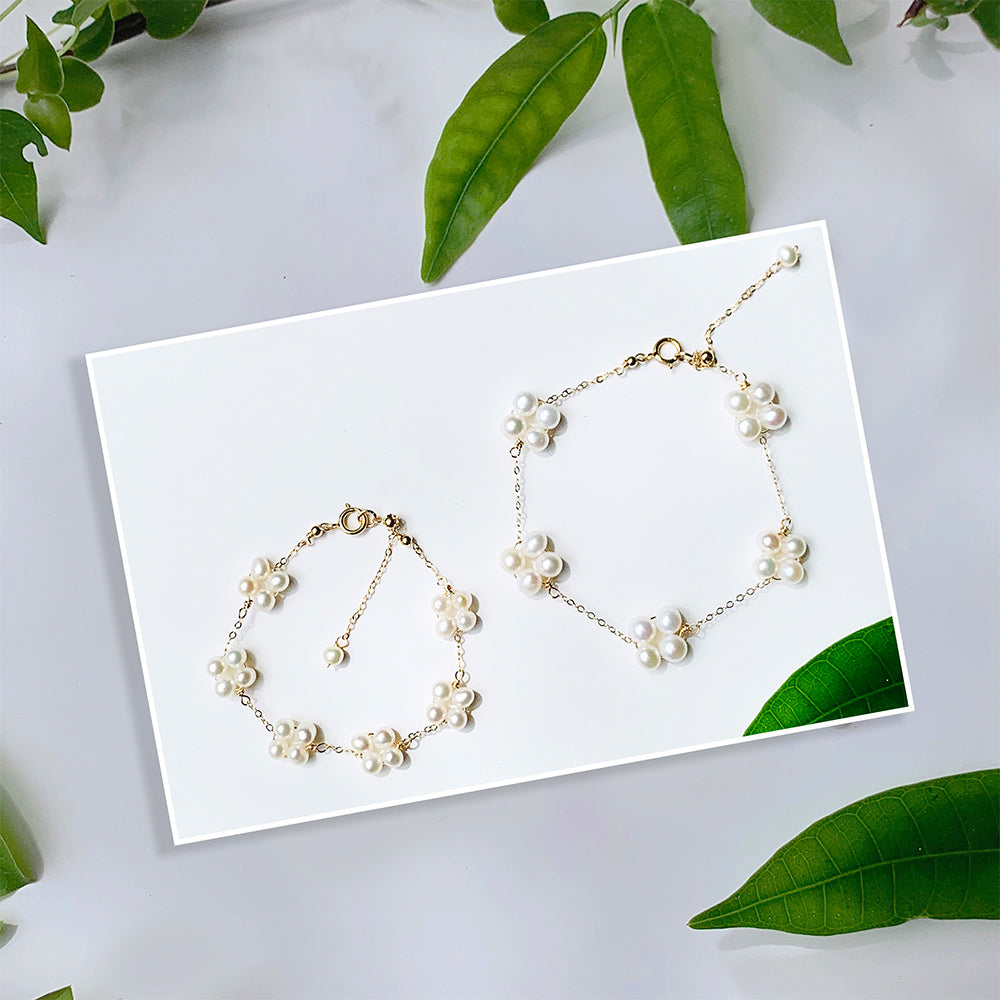 Endro ACC【Mommy & Girl】Lucky Clover Pearl Bracelet