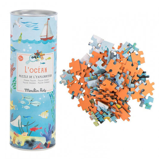 Moulin Roty Garden Party Puzzle - (96 pcs) with Magnifying Glass-Ocean World