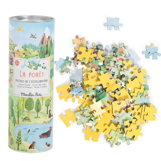 Moulin Roty Garden Party Puzzle - (96 pcs) with Magnifying Glass-Happy Forest