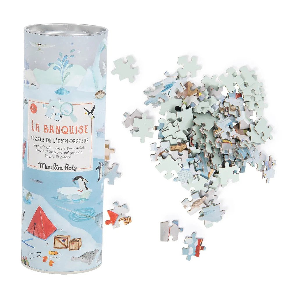 Moulin Roty Garden Party Puzzle - (96 pcs) with Magnifying Glass-Arctic landscape