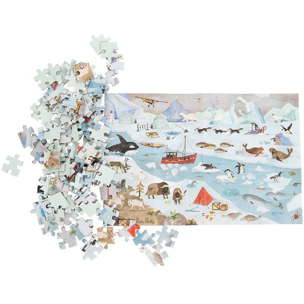Moulin Roty Garden Party Puzzle - (96 pcs) with Magnifying Glass-Arctic landscape